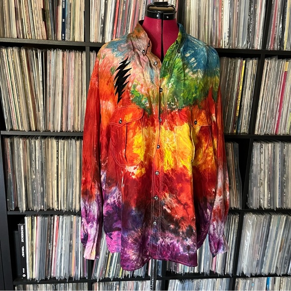 Ice dyed silk black velvet syf bolt stealie grateful company dead sphere ♻️🌈⚡️ - Picture 10 of 15